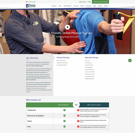 picture of penrose physical therapy website